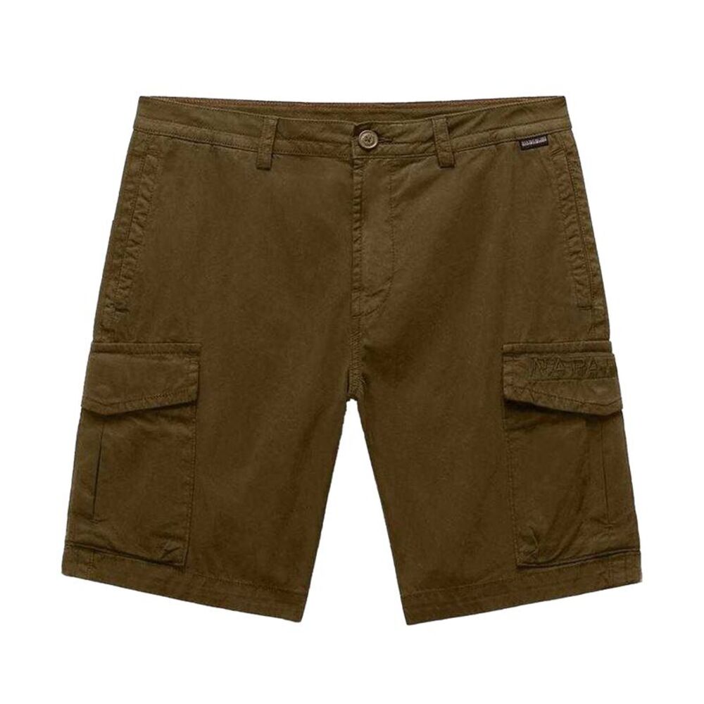 Napapijri Mens Deline Cotton Blend Cargo Shorts / Green